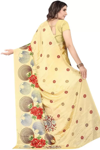 Printed Daily Wear Crepe Saree  (Yellow)