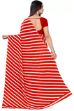 Printed Daily Wear Georgette Saree  (Red & White)