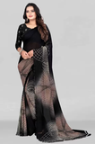 Printed Daily Wear Georgette Saree  (Black)