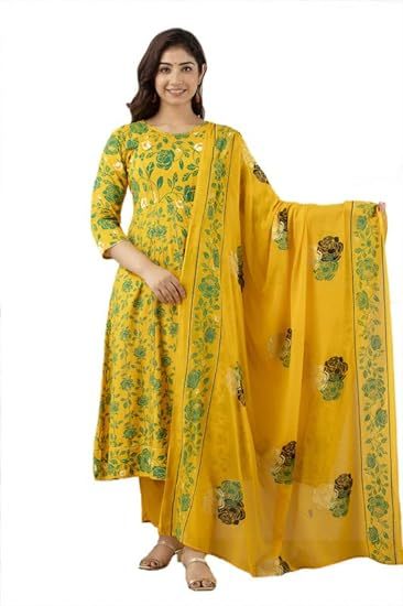 Women Kurta and Pant Set With duppta Viscose Rayon