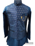 Blue Nehru Jacket With Kurta, Size - 40