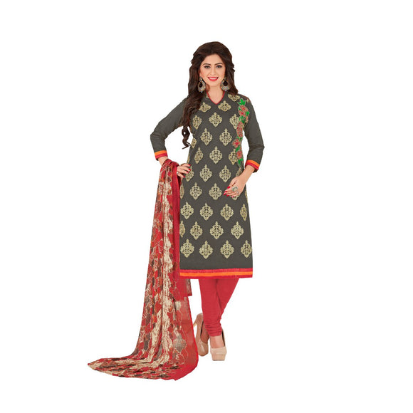 Chanderi Fabric Grey Color Dress Material