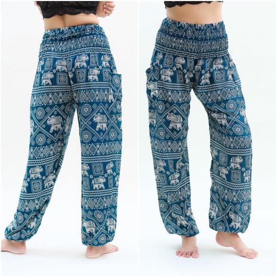 Teal ELEPHANT Pants Women Boho Pants Hippie Pants Yoga