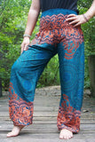 Teal orange MANDALA Women Harem Pants Boho Pants Hippie Pants