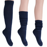 Cotton Women's Extra Long Heavy Slouch Socks, 6 Pairs Shoe Size 5-10