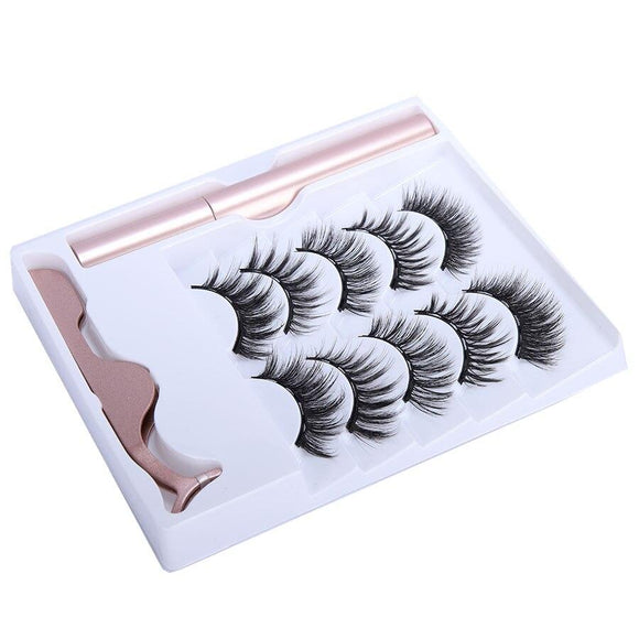 5 Pairs Magnetic Eyelashs Set Magnet Liquid Eyeliner & Magnetic Lashes