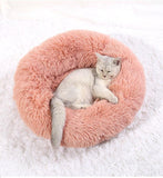 Soft Pet Dog Bed Round Winter warm Long Plush Dog House Cushion Cat