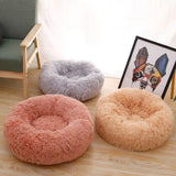 Soft Pet Dog Bed Round Winter warm Long Plush Dog House Cushion Cat