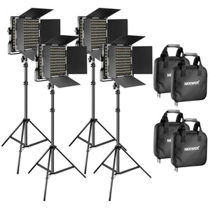 4 Pieces Bi-Color 660 LED Video Light and Stand Kit: Dimmable Light