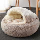 Hot Plush Round Cat Bed Cat Warm House Soft Long Plush Pet Dog Bed For