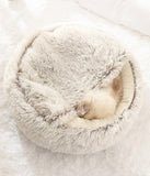 Hot Plush Round Cat Bed Cat Warm House Soft Long Plush Pet Dog Bed For