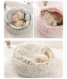 Hot Plush Round Cat Bed Cat Warm House Soft Long Plush Pet Dog Bed For