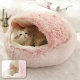 Hot Plush Round Cat Bed Cat Warm House Soft Long Plush Pet Dog Bed For