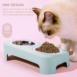 Cat Stainless Steel Bowls Pet Feeding Double Bowl Anti-skid Water Bowl