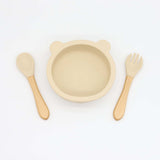 Baby Bear Shape Food Training Silicone Bowl With Spoon Tableware