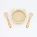 Baby Bear Shape Food Training Silicone Bowl With Spoon Tableware