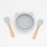 Baby Bear Shape Food Training Silicone Bowl With Spoon Tableware