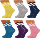 Women's Tennis Crew Socks, Extra Thin and Breathable, 6 Pairs, 85%