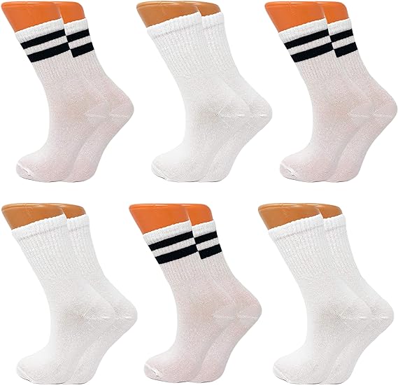 Women's Tennis Crew Socks, Extra Thin and Breathable, 6 Pairs, 85%