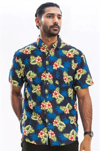 Hawaiian Print Button Down Shirt