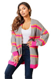 Woven Right Ribbed Long Sleeve Cardigan