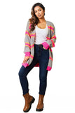 Woven Right Ribbed Long Sleeve Cardigan