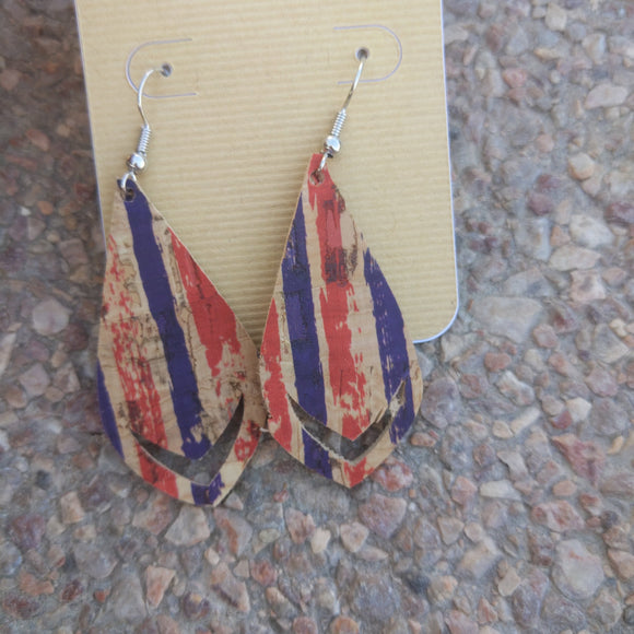 Handmade patriotic cork earrings