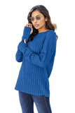 Basic Bae Full Size Ribbed Round Neck Long Sleeve Knit Top