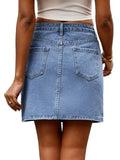 Pocketed High Waist Denim Skirt