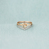 Knotted Heart Shape Inlaid Zircon Ring