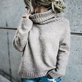 Women's casual tops round neck solid color sweater