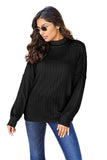 Basic Bae Full Size Ribbed Exposed Seam Mock Neck Knit Top