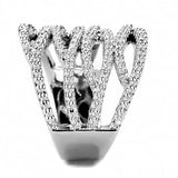 3W1465 - Rhodium Brass Ring with AAA Grade CZ  in Clear