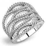 3W1465 - Rhodium Brass Ring with AAA Grade CZ  in Clear