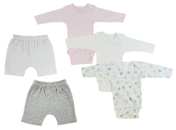 Infant Girls Long Sleeve Onezies and Shorts