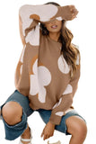 Flower Round Neck Dropped Shoulder Sweater