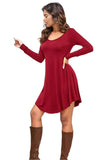 Round Neck Long Sleeve Mini Dress