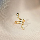 Snake Shape 18K Gold-Plated Bypass Ring