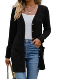 Ribbed Button Up Long Sleeve Cardigan