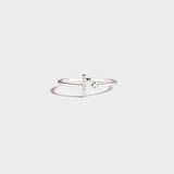 T Shape Inlaid Zircon 925 Sterling Silver Open Ring