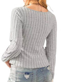 Ribbed Round Neck Long Sleeve Knit Top