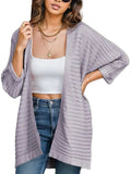 Striped Open Front Knit Cardigan