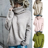 Women's casual tops round neck solid color sweater