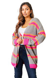 Woven Right Ribbed Long Sleeve Cardigan