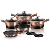 10-Piece Kitchen Cookware Set Rose Gold Noir Collection