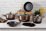 10-Piece Kitchen Cookware Set Rose Gold Noir Collection