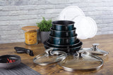 12-Pieces Cookware Set with Detached Ergonomic Handle
