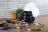 9-Pieces Cookware Set w/ Ergonomic Handle Aquamarine Collection