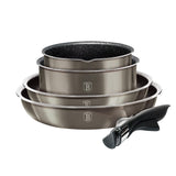 9-Pieces Cookware Set with Detached Ergonomic Handle