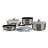 9-Pieces Cookware Set w/ Detached Ergonomic Handle Carbon Collection